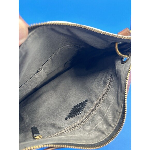 Fossil Leather Crossbody Shoulder Bag Purse Black White Brown Colorblock Boho - Picture 5 of 7